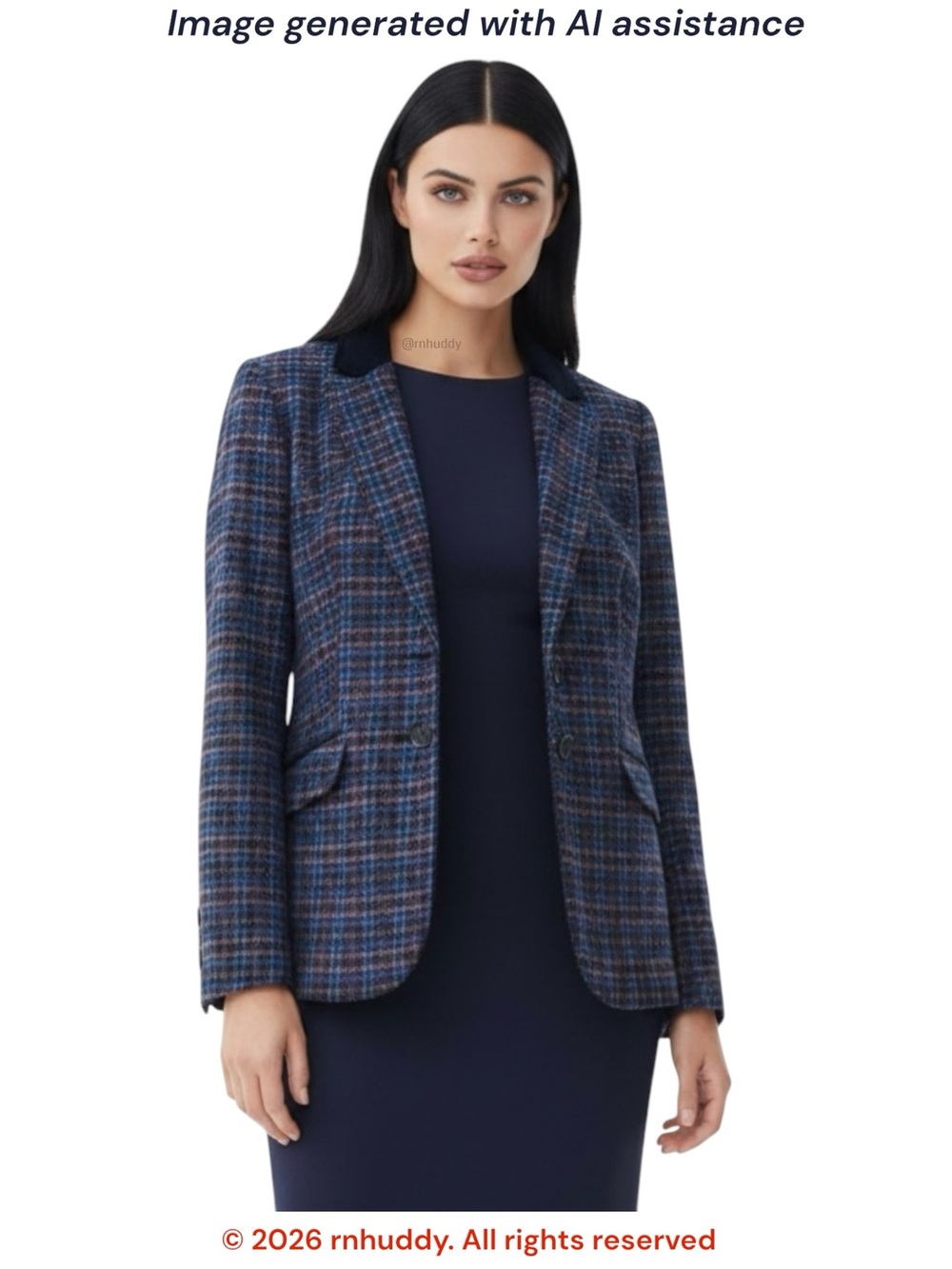 NWT Talbots size 4 plaid 48% wool velvet trim blazer
